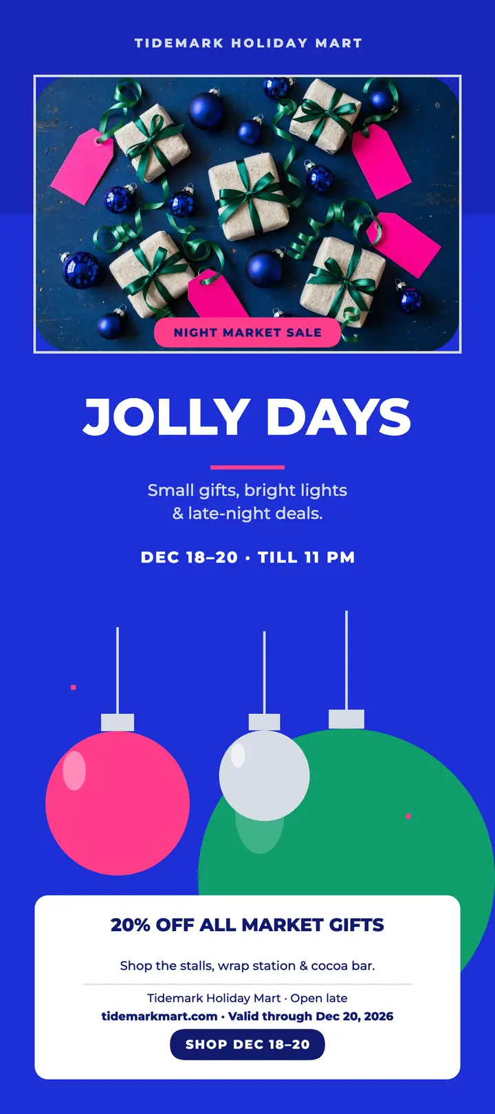 Jolly Days cobalt rack card template