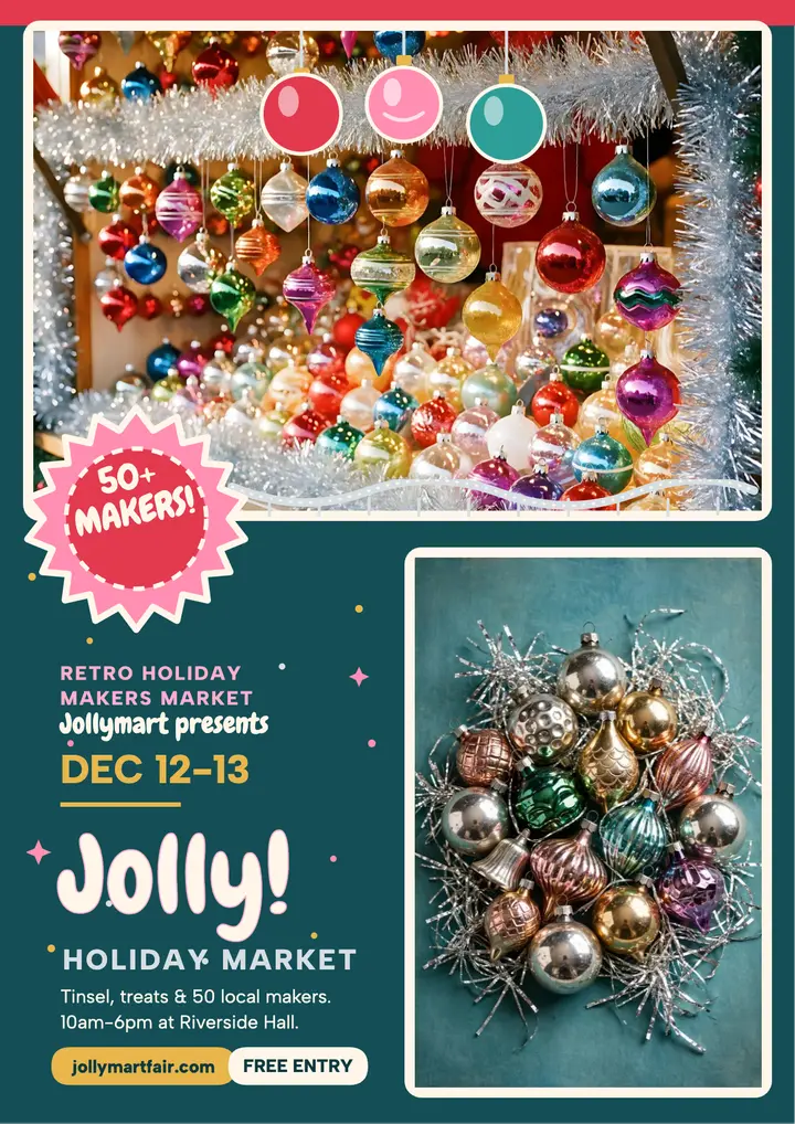 Jollymart retro holiday market flyer template