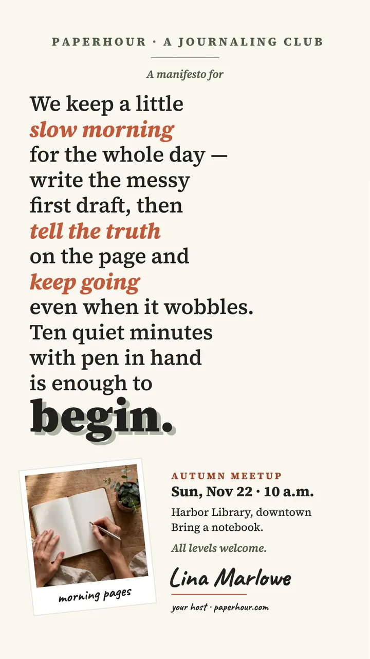 Paperhour journal manifesto story template