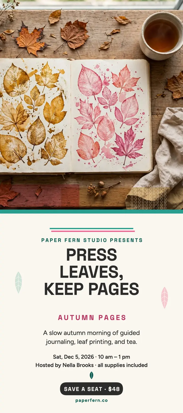 Autumn Pages journaling retreat gel print card template