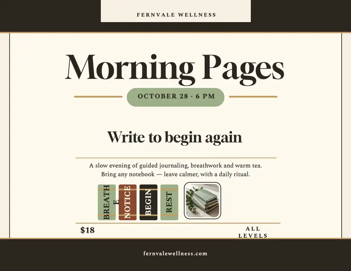 Morning Pages journaling workshop flyer: journaling workshop flyer template