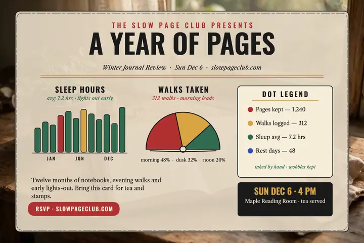 Slow Page Club year of pages postcard template