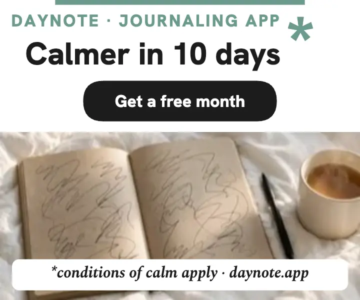 Daynote calmer footnote rectangle ad: journaling app ad template