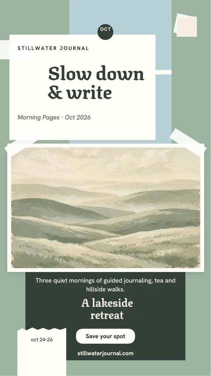 Stillwater journaling retreat gouache story template