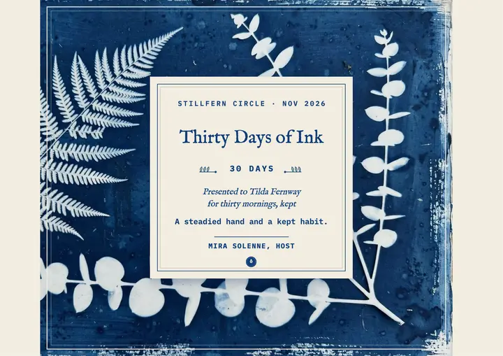 Stillfern journaling circle certificate template