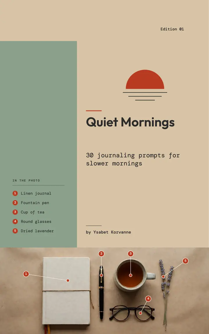 Quiet Mornings journaling guide ebook cover template