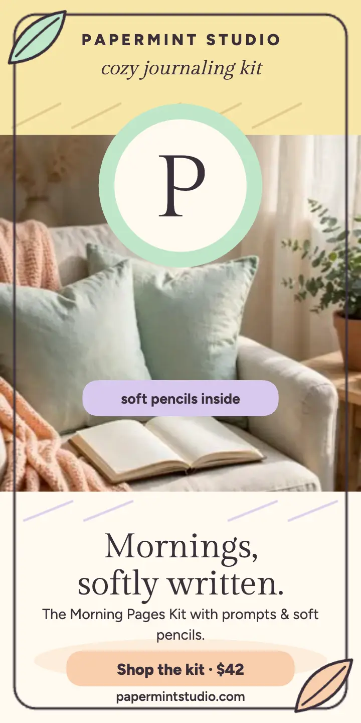 Papermint morning pages kit pencil ad: journaling kit ad template