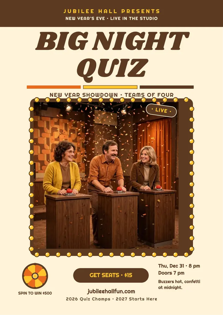 Big Night Quiz New Year flyer template