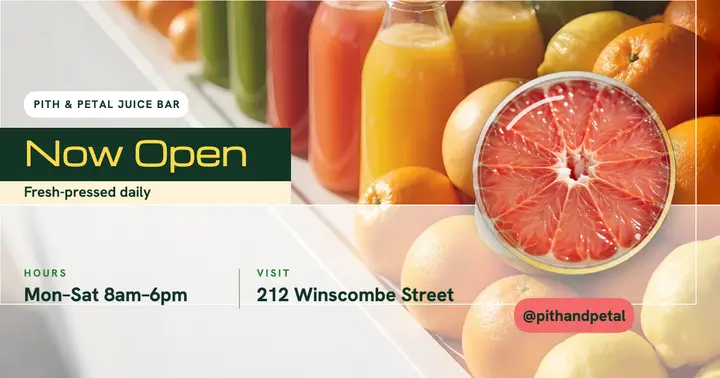 Pith & Petal juice bar now open glass lens post template