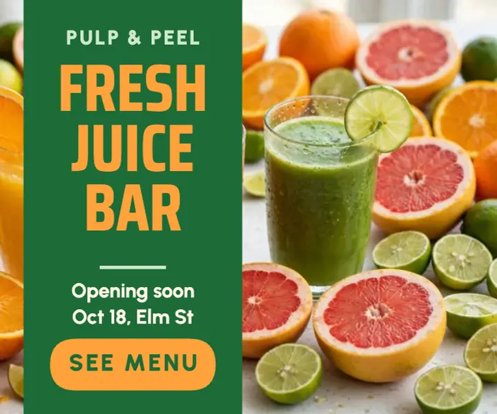 Juice bar opening ad template