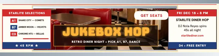 Starlite Diner jukebox hop billboard template