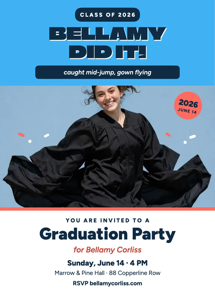 Jumping graduate party invitation template