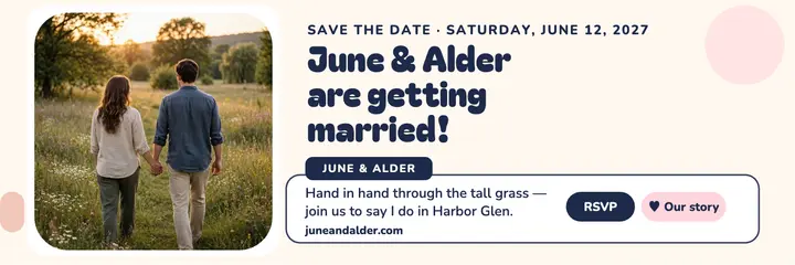 June and Alder meadow save the date header template