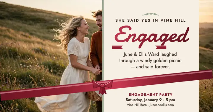 June and Ellis engagement ribbon post template