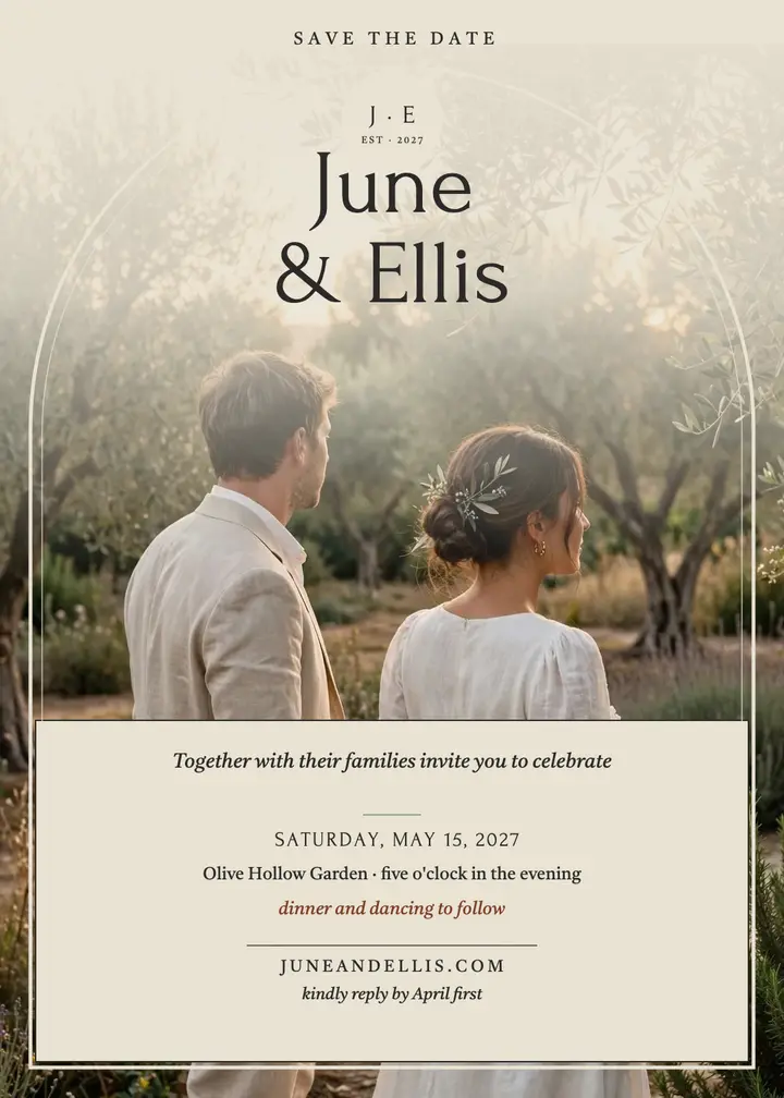 June and Ellis sage garden invitation template
