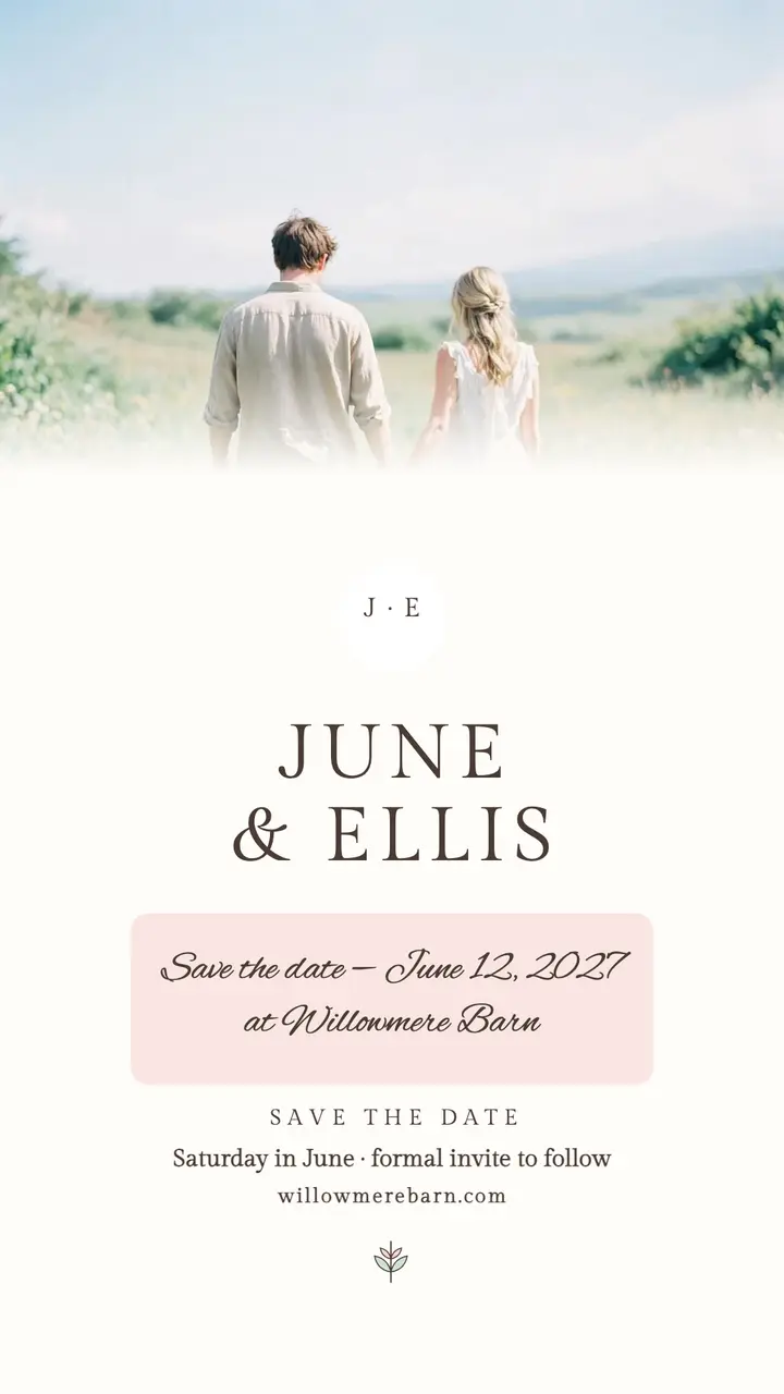 June and Ellis airy save the date story template