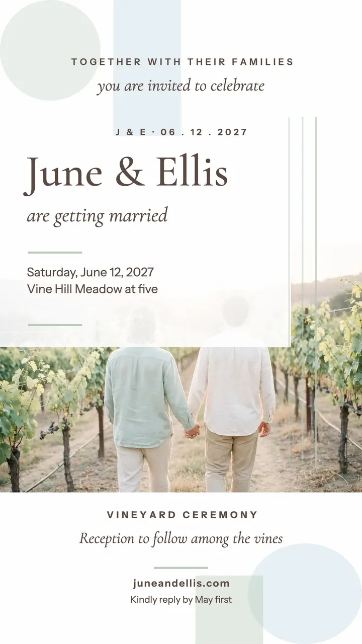 June and Ellis vineyard wedding story: vineyard wedding story template