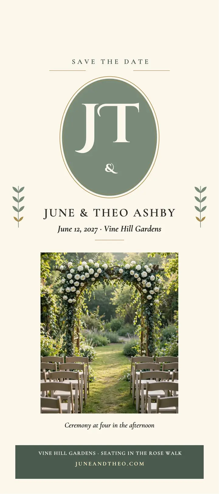 June and Theo garden arch invitation template