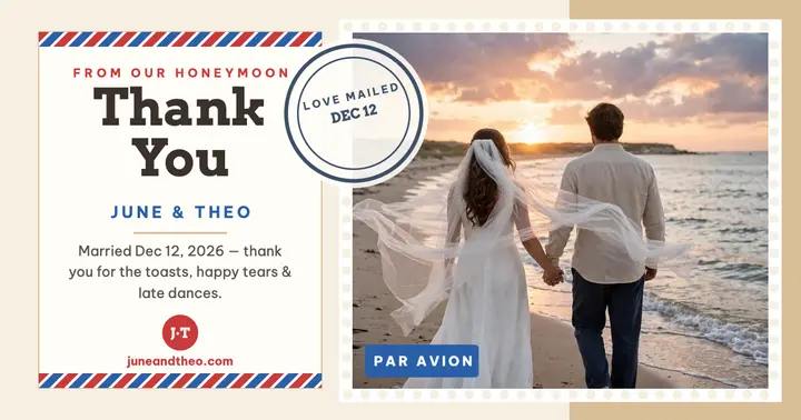 June and Theo honeymoon thank-you post template