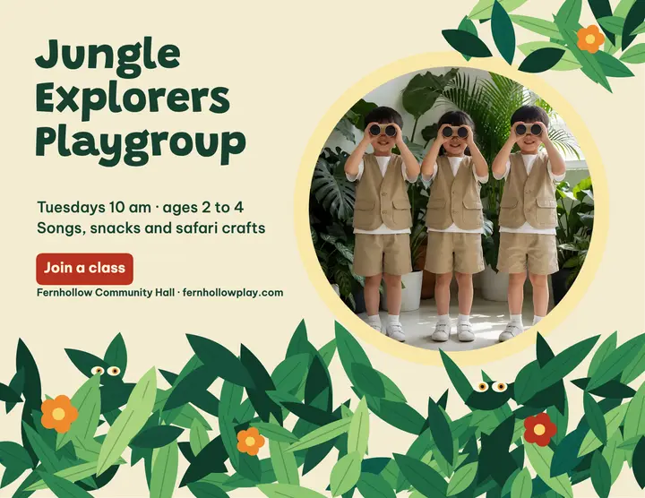 Junglewood explorers playgroup flyer: playgroup flyer template
