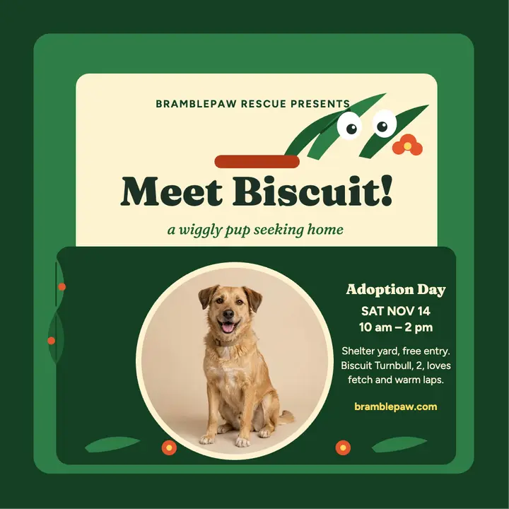 Jungle moon adoption day post: pet adoption day post template