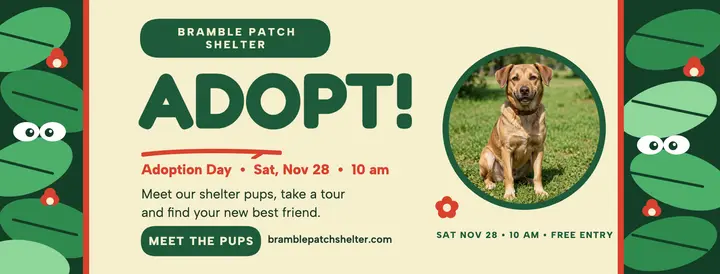 Bramble Patch Shelter adoption day cover template