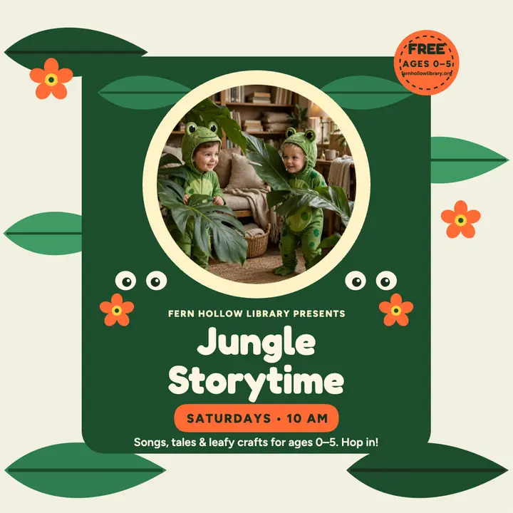 Fern Hollow jungle storytime poster template