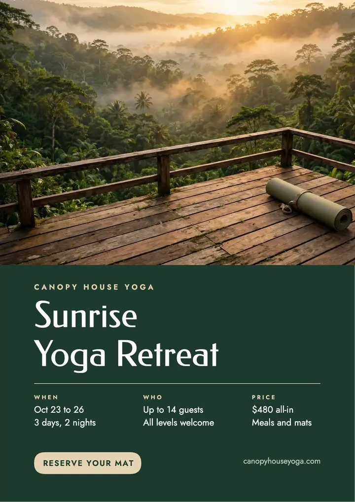 Sunrise yoga retreat template