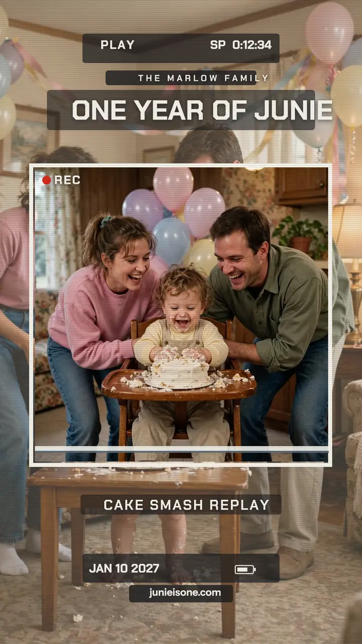 Junie first birthday camcorder story template
