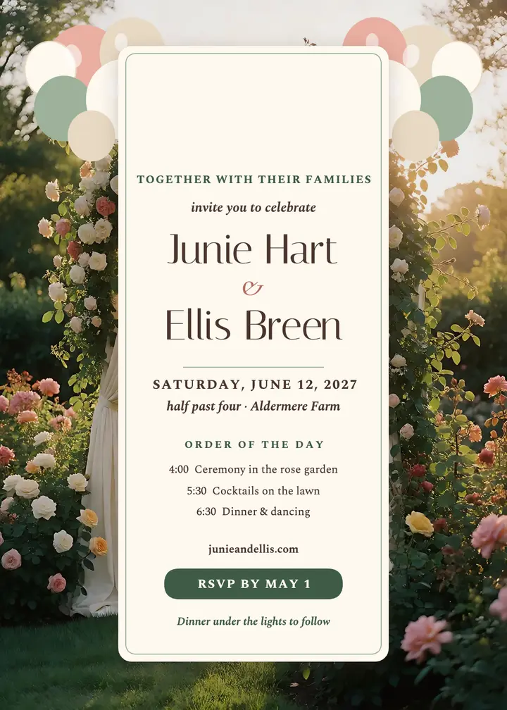 Junie and Ellis garden arch invitation template