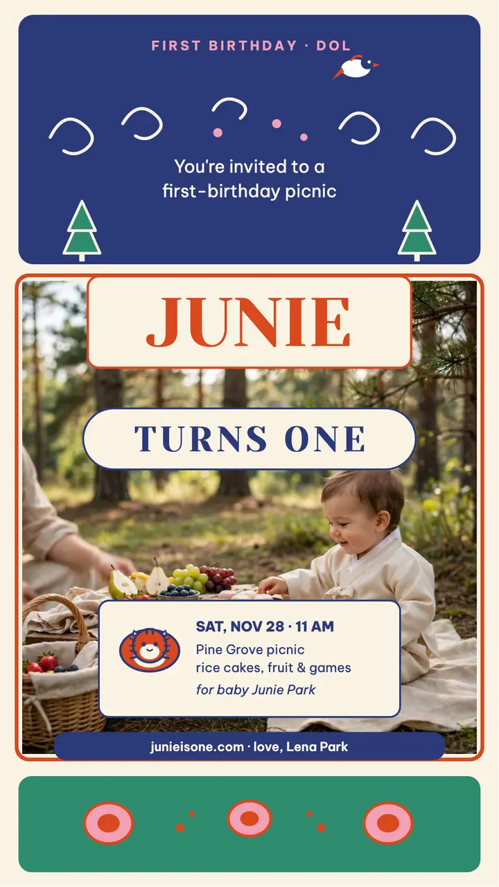 Junie first birthday tiger story template