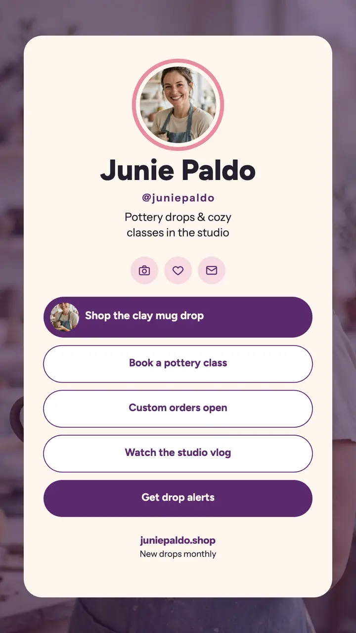 Junie Paldo pottery links bio story template