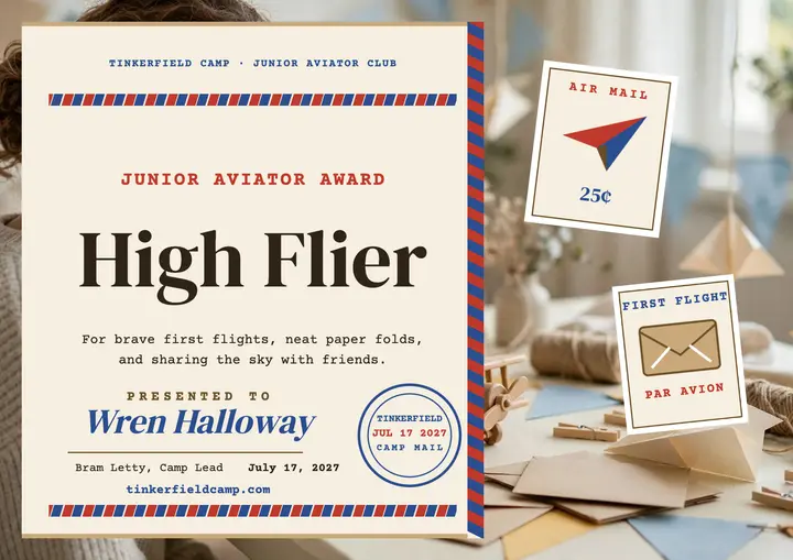 Junior Aviator High Flier certificate template