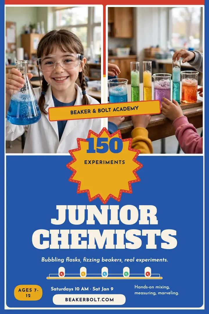 Beaker and Bolt Junior Chemists poster template