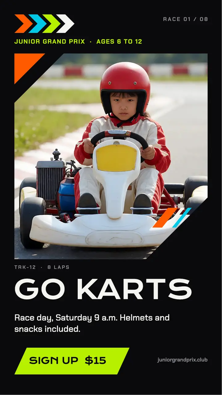 Junior Grand Prix go-kart race day story template