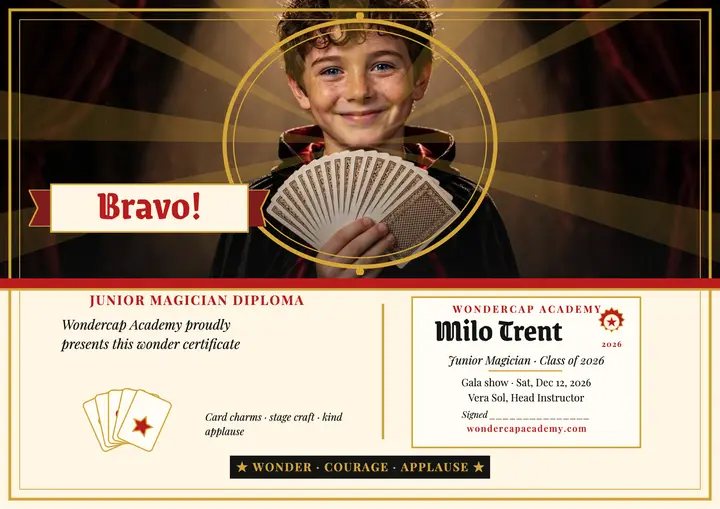Wondercap junior magician certificate template