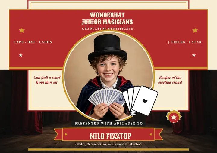Junior magician graduation certificate template
