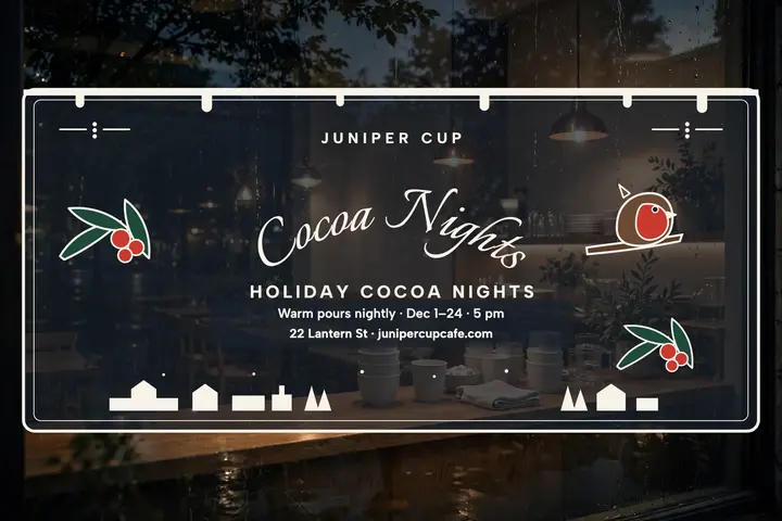 Juniper Cup painted holiday postcard template