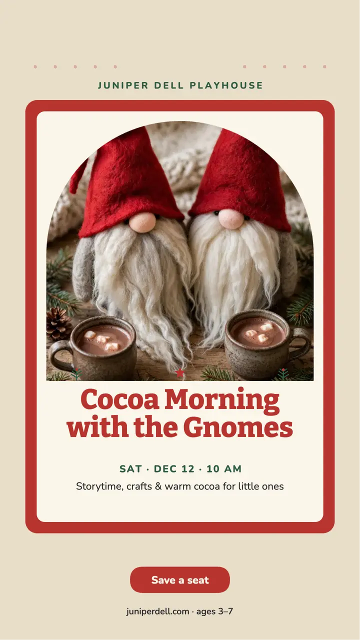 Juniper Dell cocoa morning with gnomes template
