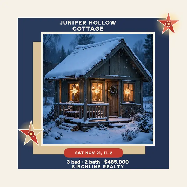 Juniper Hollow snowy cottage star post template