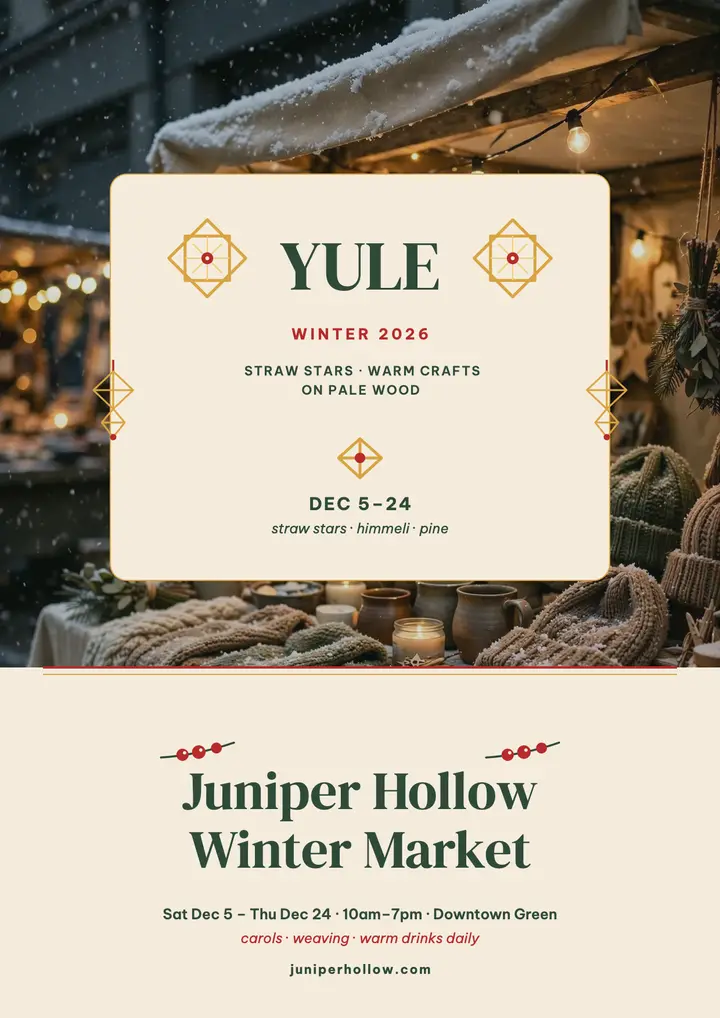 Juniper Hollow winter market flyer template