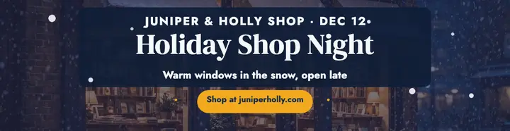 Juniper and Holly holiday shop night billboard: holiday shop night ad template