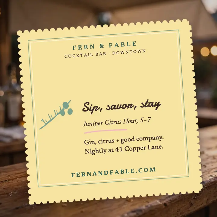 Fern and Fable juniper hour napkin post template
