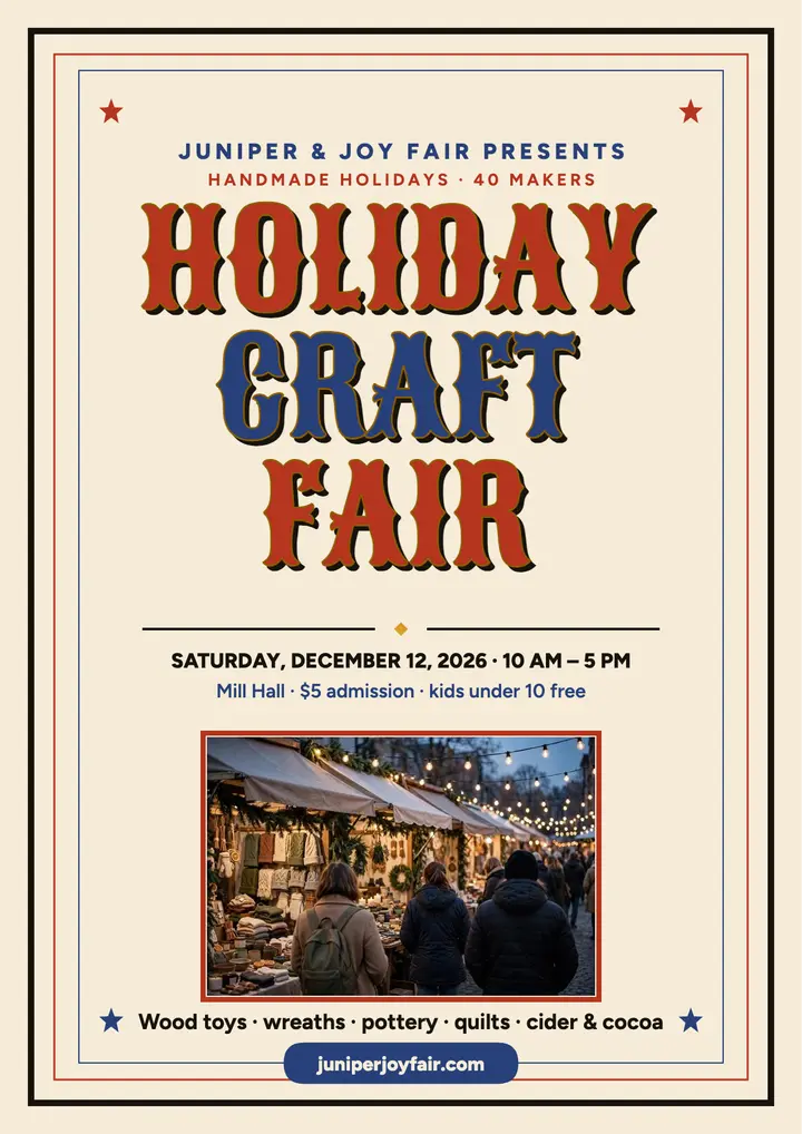 Juniper and Joy holiday craft fair flyer template