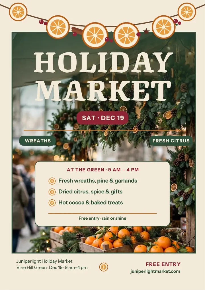 Juniperlight Holiday Market flyer template