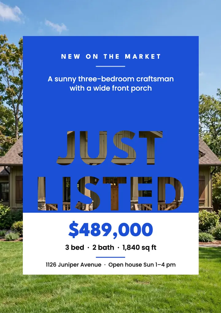 Just listed bungalow flyer template