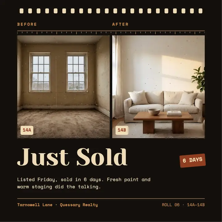 Just sold before and after realtor post, half-frame film template