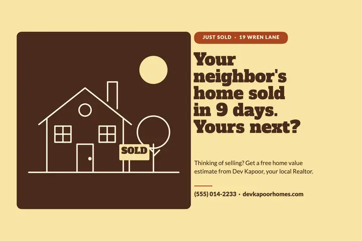 Just sold neighbor mailer postcard template