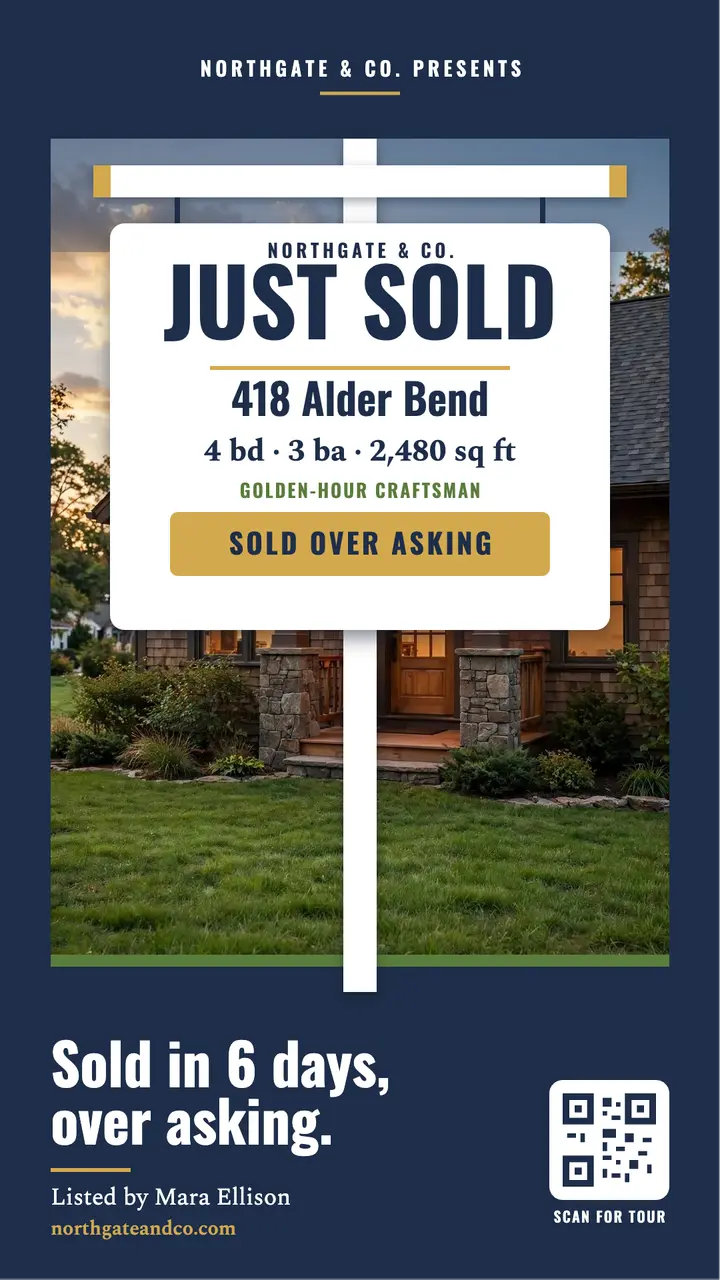 Just sold yard sign story, craftsman house template