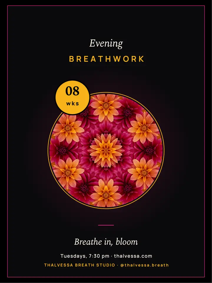 Evening breathwork series kaleidoscope promo: breathwork class promo template